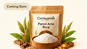 Ponni Arisi pouch and bowl of grains