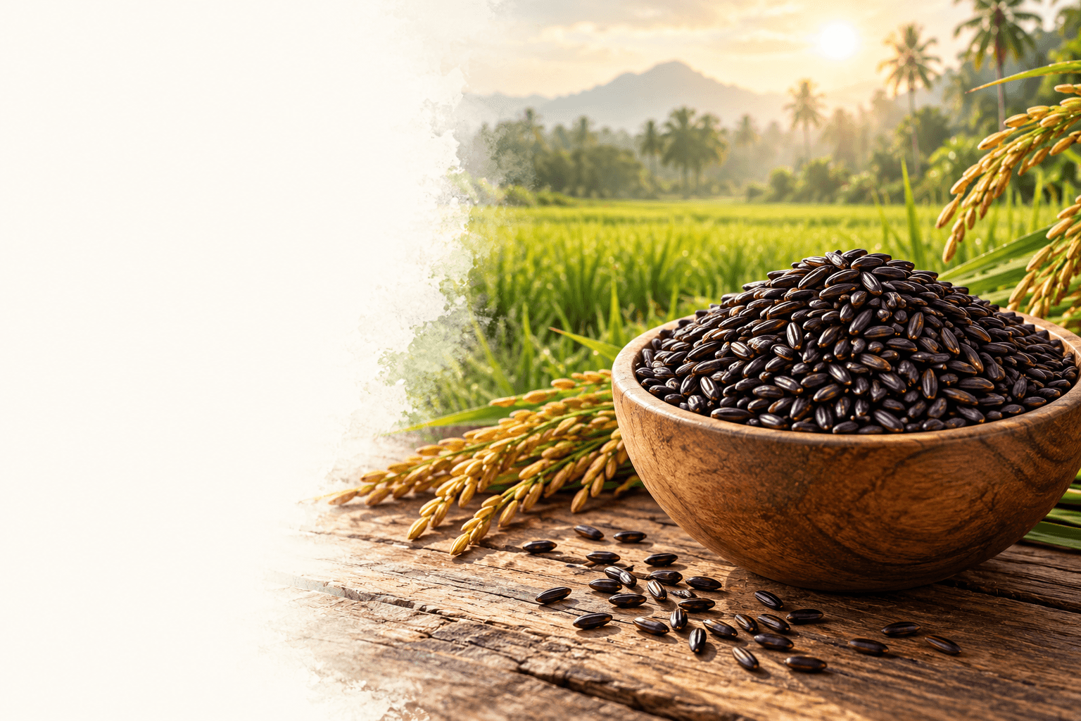 Illustration of a bowl of traditional black rice